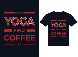 yoga encuentre ilustración de café para el diseño de camisetas listas para imprimir vector