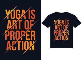 el yoga es el arte de la ilustración de acción adecuada para el diseño de camisetas listas para imprimir vector