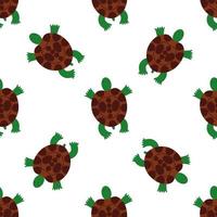 Children s seamless pattern with a turtle on white background. vector