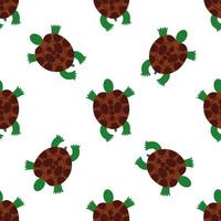 Children s seamless pattern with a turtle on white background. vector