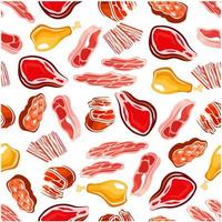 Fresh meat products seamless pattern vector