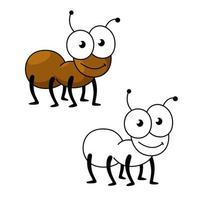Cartoon brown worker ant insect vector