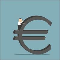 Businessman is climbing up on euro currency symbol vector