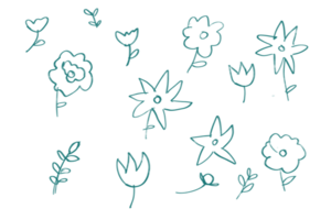 dibujo flor colección flor línea arte dibujado a mano flores amarillas y hojas verdes ilustraciones botánicas, textura colorida de moda para textiles de moda, impresión ditsy, tela, artes de papel