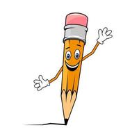 Happy smiling waving graphite pencil vector