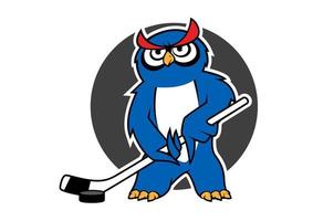 Owl ice hockey player with stick vector