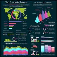 diseño infográfico de contaminación del aire y deforestación vector