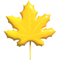 Stylized 3D autumn yellow maple leaf. png