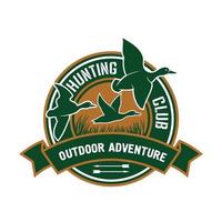 Duck hunting retro badge for hunters club design vector