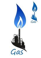 llama de gas natural y fábrica industrial vector