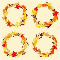 Colorful wreaths of autumn leaves vector