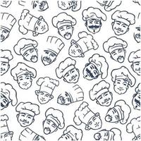 Seamless chefs and bakers in toques pattern vector