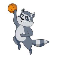 Cartoon raccoon player with ball vector