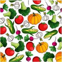 Fresh farm veggies seamless pattern vector