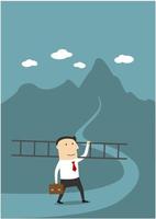 Businessman with ladder on the way to success vector