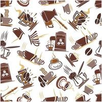 Brown seamless pattern of coffee drinks vector