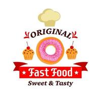 Original fast food sweet and tasty donut, muffin vector