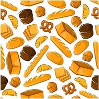 Bakery seamless pattern with bread and buns vector