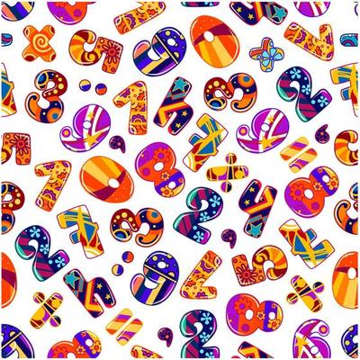 Colorful cartoon numbers seamless pattern