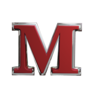 Letter M 3D Render mental red color png