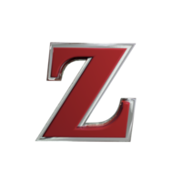 Letter Z 3D Render mental red color png