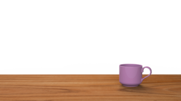 taza de café de representación 3d en la mesa de madera