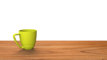 3D rendering coffee mug on wooden table png