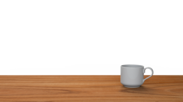 Tasse à café de rendu 3D sur table en bois png