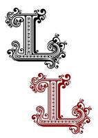 Gothic letter L with ornamental curlicues vector