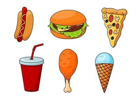 Traditional fast food menu snacks vector