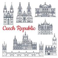 Czech republic thin line travel landmarks vector