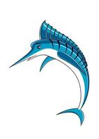 personaje de pez marlin azul saltando vector