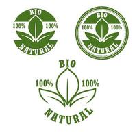 Natural bio green labels set vector