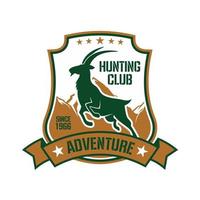 Hunting badge for sporting club design with goat vector