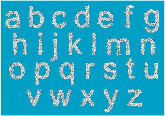 Floral alphabet lowercase letters set