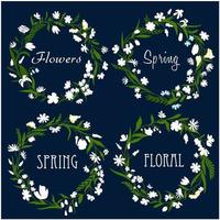 Set of pretty spring floral wreaths vector