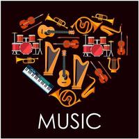 Love music heart made up of musical instruments vector