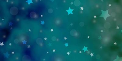 Light BLUE vector background with circles, stars.