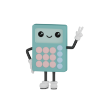 calculatrice bleue isolée 3d png