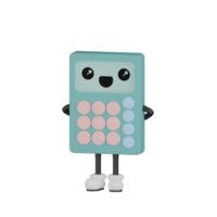 calculatrice bleue isolée 3d png