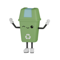 escaninho de lixo verde isolado 3d png