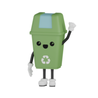3d isolierter grüner Mülleimer png