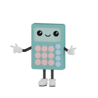 calculadora azul isolada 3d png