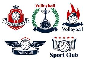 Volleyball game sporting heraldic emblems vector
