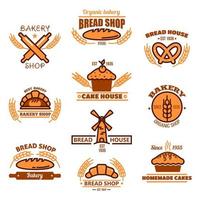 Bread, bakery and pastries signs or icons vector