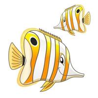 Cartoon tropical marine butterflyfish character vector