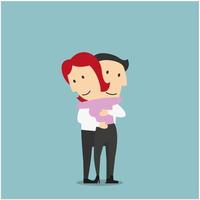 Woman and man hugging with happy smiles vector