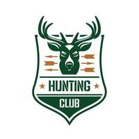 Hunting club heraldic badge design with red deer vector