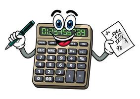 Cartoon calculator with pen and note vector