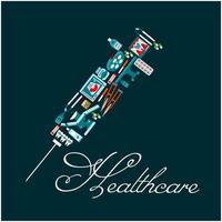 Healthcare icons in a shape of syringe vector